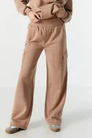 Fleece Wide Leg Cargo Jogger