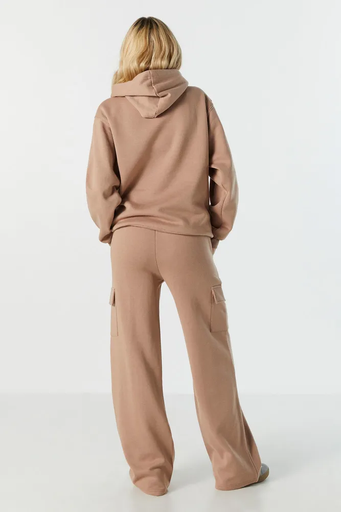 Fleece Wide Leg Cargo Pant