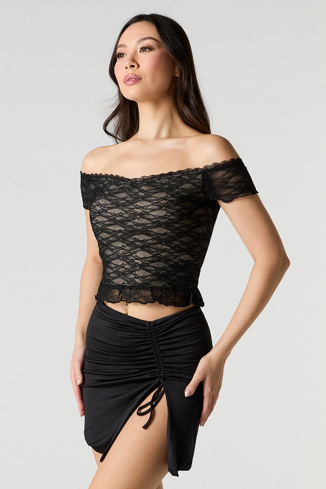 Lace Off Shoulder Crop Top