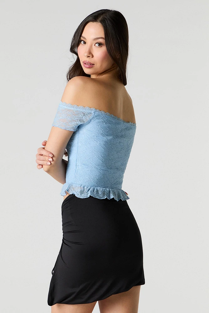 Lace Off Shoulder Crop Top