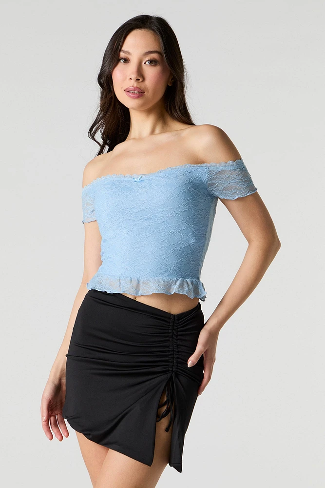 Lace Off Shoulder Crop Top