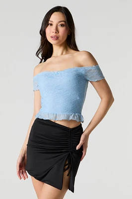 Lace Off Shoulder Crop Top