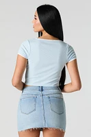 Ribbed Tie Front Crop Top