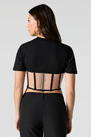 Sheer Mesh Corset T-Shirt