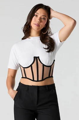 T-shirt corset en filet diaphane