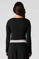 Ribbed Corset Long Sleeve Top