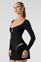 Maillot côtelé à manche longue et découpe