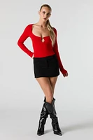 Ribbed Keyhole Long Sleeve Bodysuit