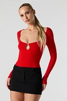 Ribbed Keyhole Long Sleeve Bodysuit