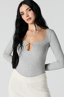 Ribbed Keyhole Long Sleeve Bodysuit