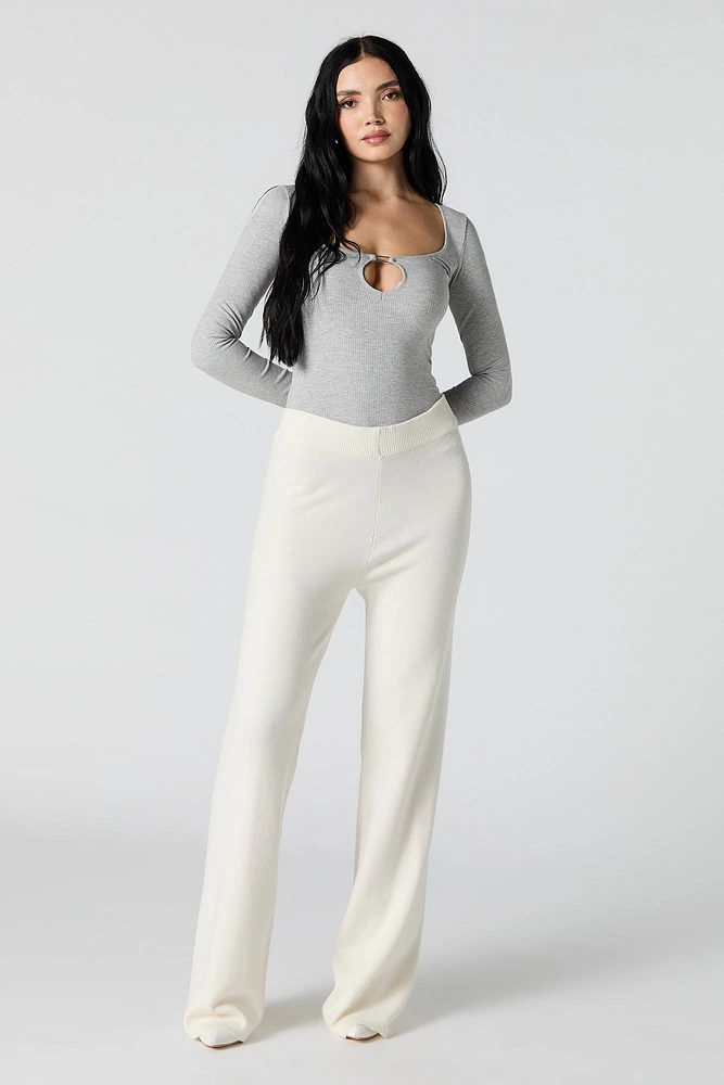 Ribbed Keyhole Long Sleeve Bodysuit