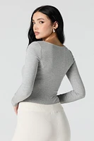 Ribbed Keyhole Long Sleeve Bodysuit