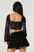 Floral Lace Long Sleeve Corset Top