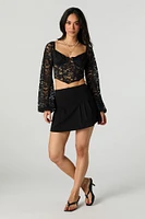 Floral Lace Long Sleeve Corset Top