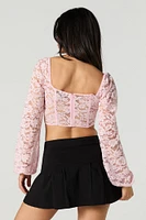 Floral Lace Long Sleeve Corset Top