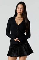 Textured Long Sleeve Button-Up Top