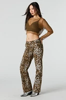 Rhinestone Fishnet Long Sleeve Crop Top