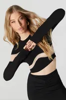 Mesh Block Long Sleeve Top