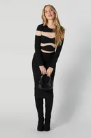 Mesh Block Long Sleeve Top