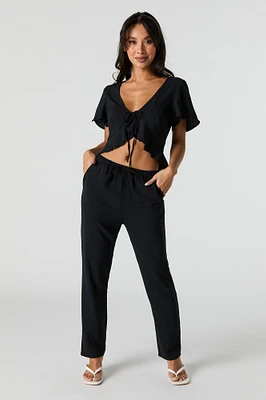 Flowy Drawstring Straight Leg Pant