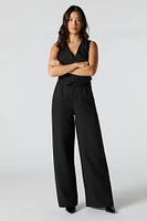 Elastic Waist Wide Leg Dress Pant