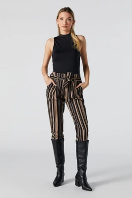 High Rise Striped Paperbag Pant