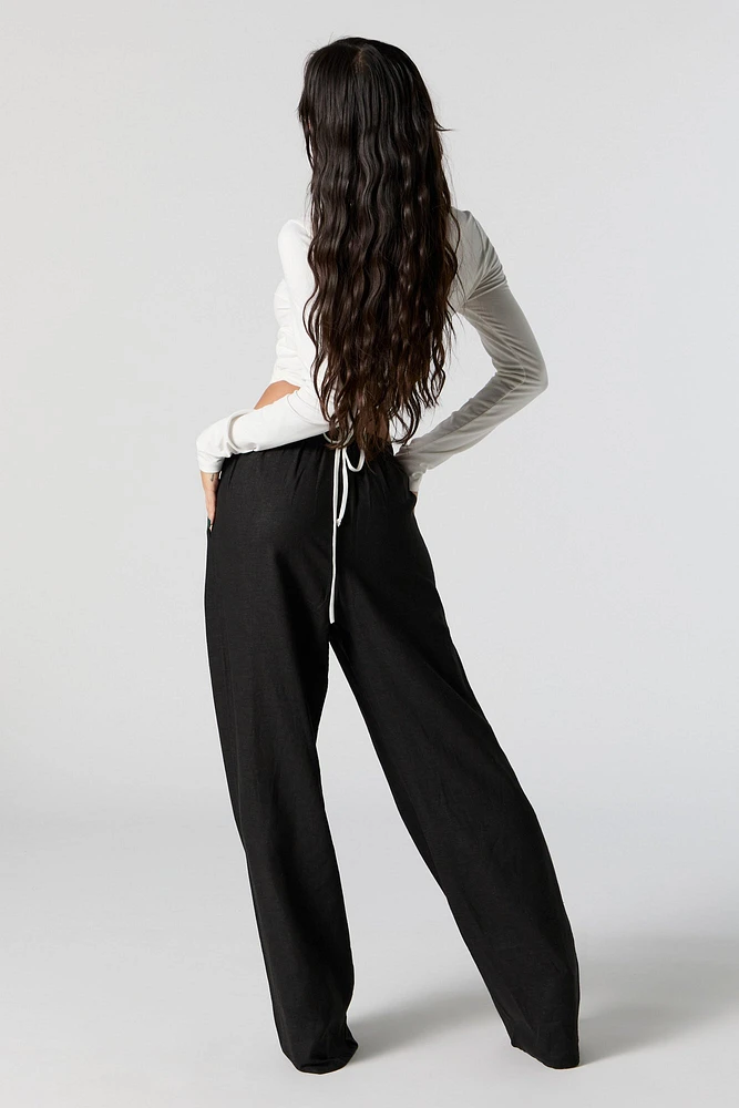 Linen Pleated Wide Leg Pant