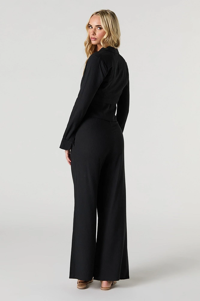 Pleated Wide Leg Pant