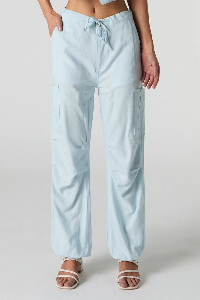 Linen-Blend Cuffed Cargo Pant