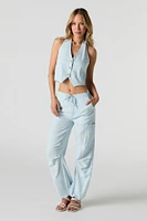 Linen-Blend Cuffed Cargo Pant
