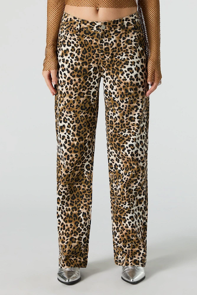 Animal Print Straight Leg Pant