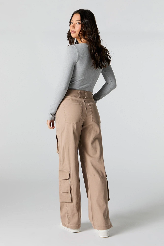 Pantalon cargo Ã  jambe large avec poches multiples