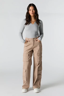 Pantalon cargo Ã  jambe large avec poches multiples