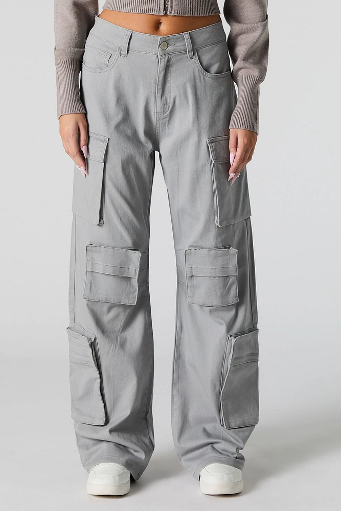 Pantalon cargo Ã  jambe droite avec poches multiples