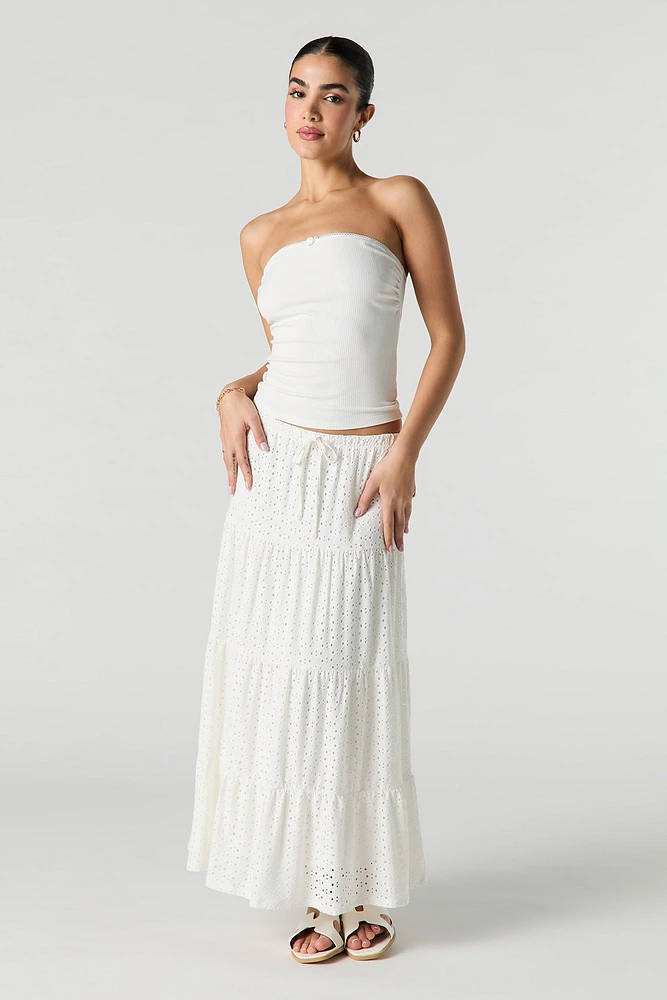 Pointelle Tiered Maxi Skirt