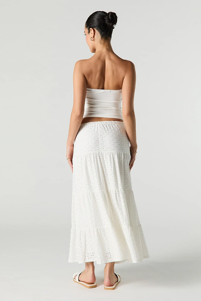 Pointelle Tiered Maxi Skirt