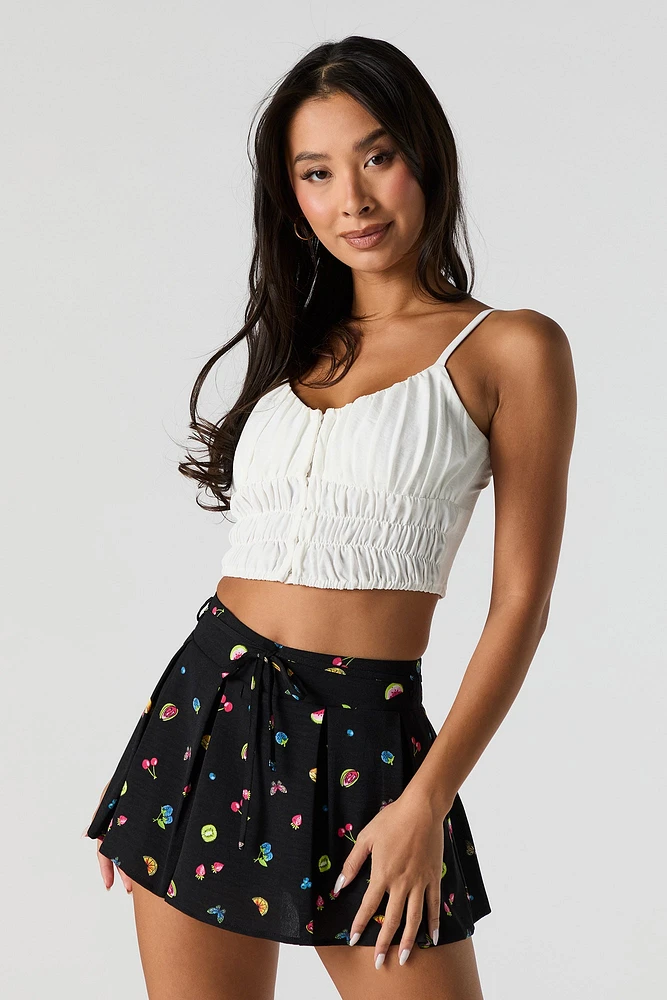 Printed Pleated Mini Skort