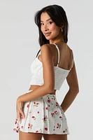 Printed Pleated Mini Skort