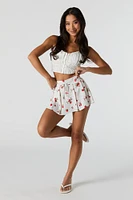 Printed Pleated Mini Skort