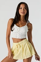 Printed Pleated Mini Skort