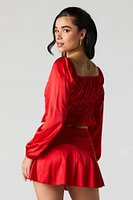 Satin Drawstring Mini Skirt
