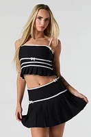 Pleated Bow Mini Skirt