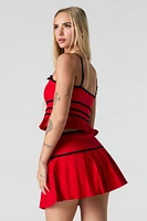 Pleated Bow Mini Skirt