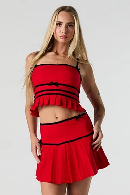 Pleated Bow Mini Skirt