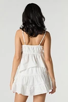 Textured Lace Trim Tiered Mini Skirt
