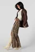 Contour Snakeskin Print Slit Maxi Skirt