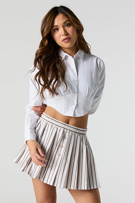 Striped Pleated Mini Skirt