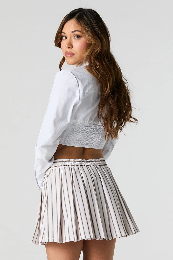 Striped Pleated Mini Skirt