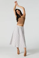 Poplin Striped Midi Skirt