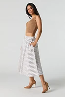 Poplin Striped Midi Skirt